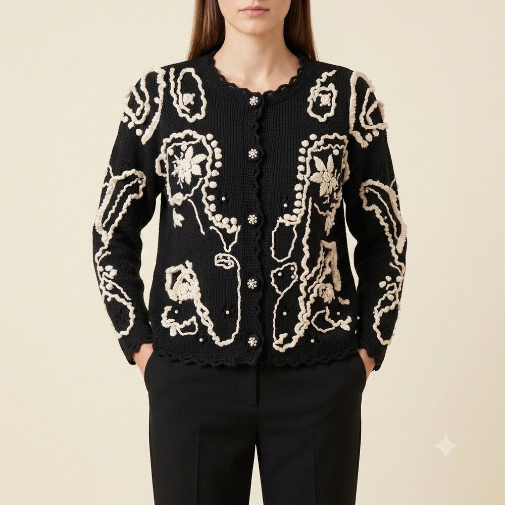 V 117-Vintage Kitty Hawk by Vivian Wang Cardigan size M / PTP 24”